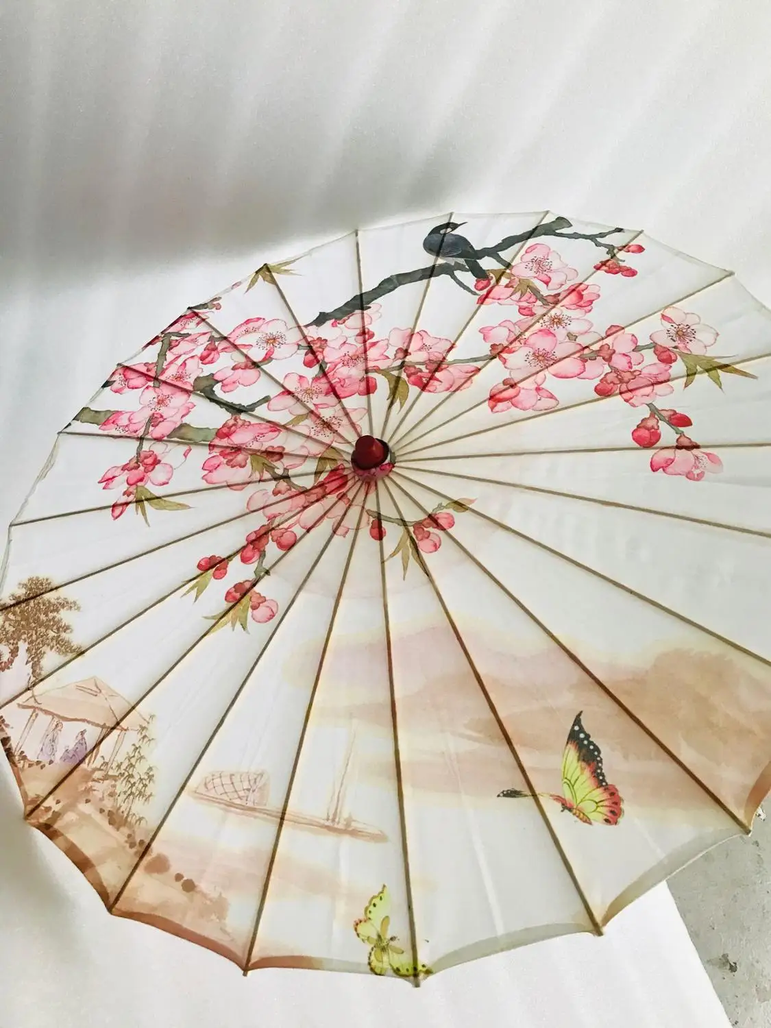 Свадебный декоративный зонт китайская японская модель длинная ручка Бамбуковая