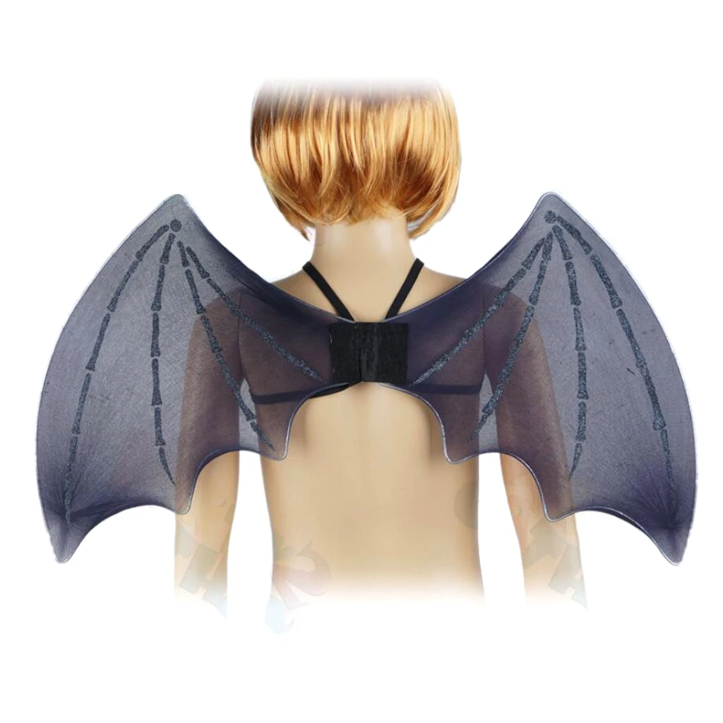 

2pcs Shiny Halloween Kids Children Black Bat Wings Fairy Wing Dressing up Birthday Costume Accessory Prop
