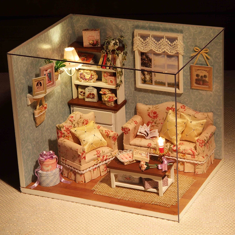 Мебель DIY кукольный домик Wodden Miniatura кукольные домики мебельный набор головоломка