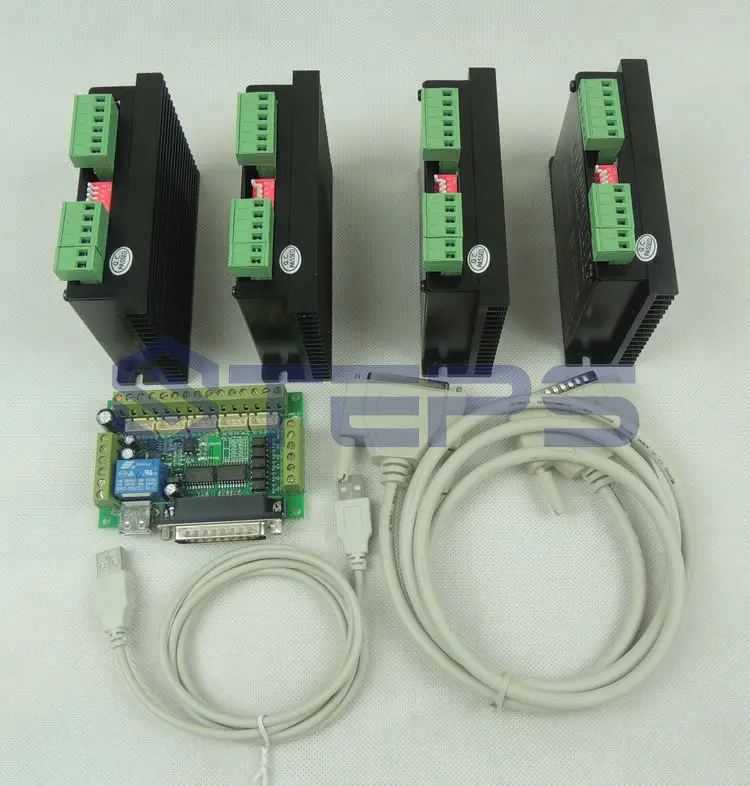 mach3 CNC 4 оси комплект, TB6600 4 оси 4.5A Драйвер шагового двигателя контроллер комплект для mach3+ 5 оси breakout board