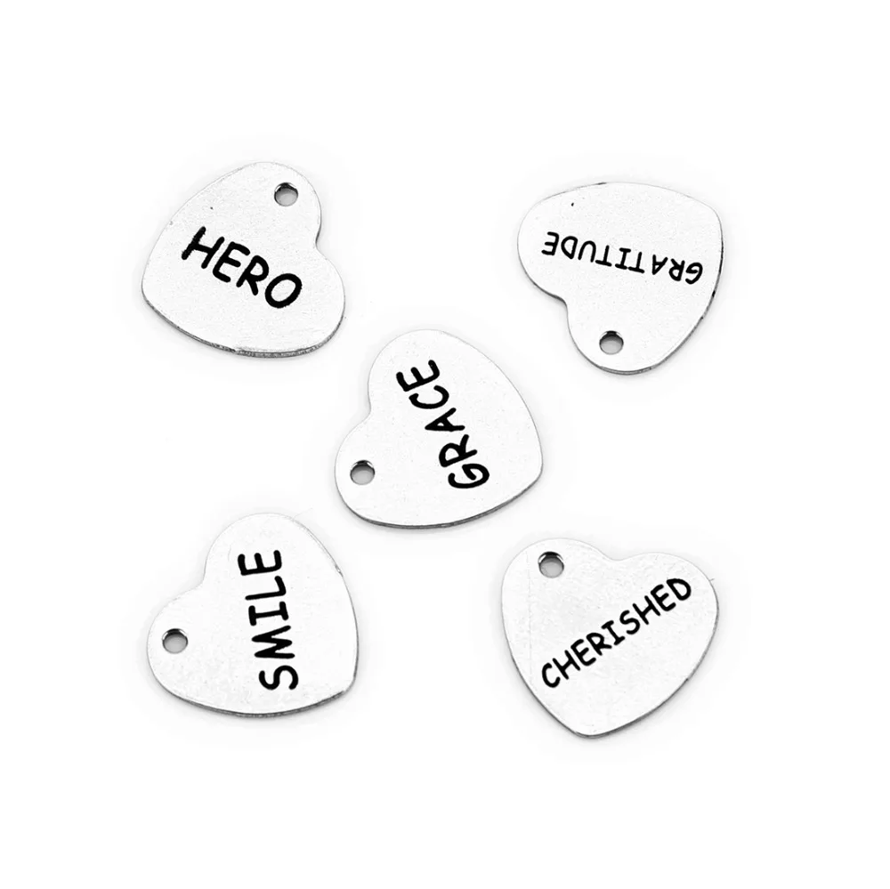 SAUVOO 5 шт./лот из нержавеющей стали Hero Grace Выгравированные Слова Любовь Сердце