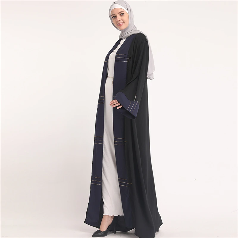 2020 элегантный полосатый лоскутный исламский костюм скромный открытый кардиган