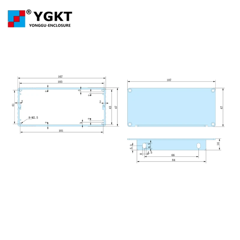 Алюминиевый корпус YGKT 107*47*100/4.21 ''x 1 85'' x 3 93 ''(wxhxl) мм алюминиевый чехол |