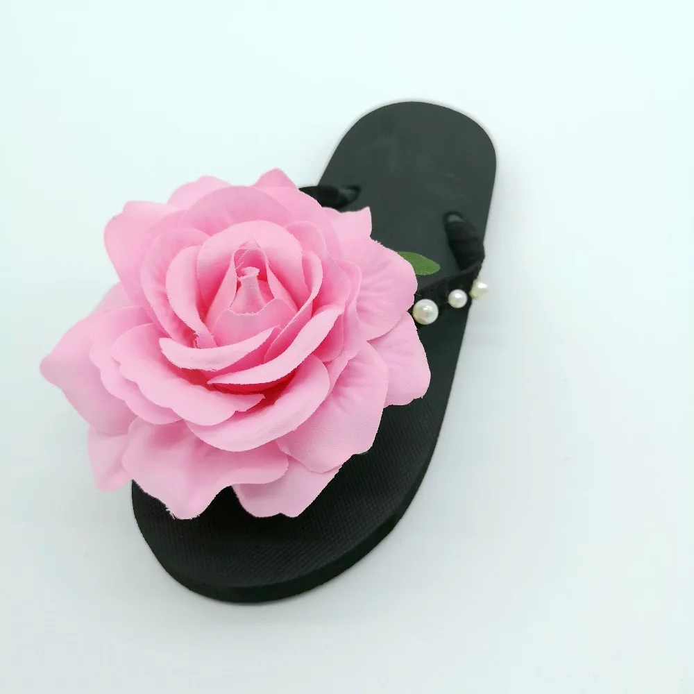 HAHAFLOWER/милые розовые Тапочки на плоской подошве с розами женская повседневная