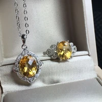 kjjeaxcmy boutique jewels 925 pure silver inlaid with natural citrine pendant ring 2 sets stereo hollow new angel