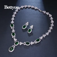 bettyue brand charm fashion luxury jewelry sets aaa zircon green geometric florid bridal jewelry set for woman wedding gift