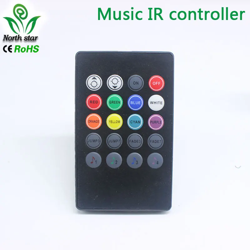 New 20 Key Music IR Controller Black Sound Sensor Remote For RGB LED Strip High Quality | Лампы и освещение