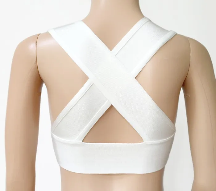 2018 женский эластичный сексуальный бандажный Топ Ким Кардашьян на спине сплошной