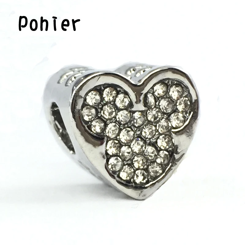 Микки настоящее сердце любовь подвески европейские Бусины Подходят амулеты