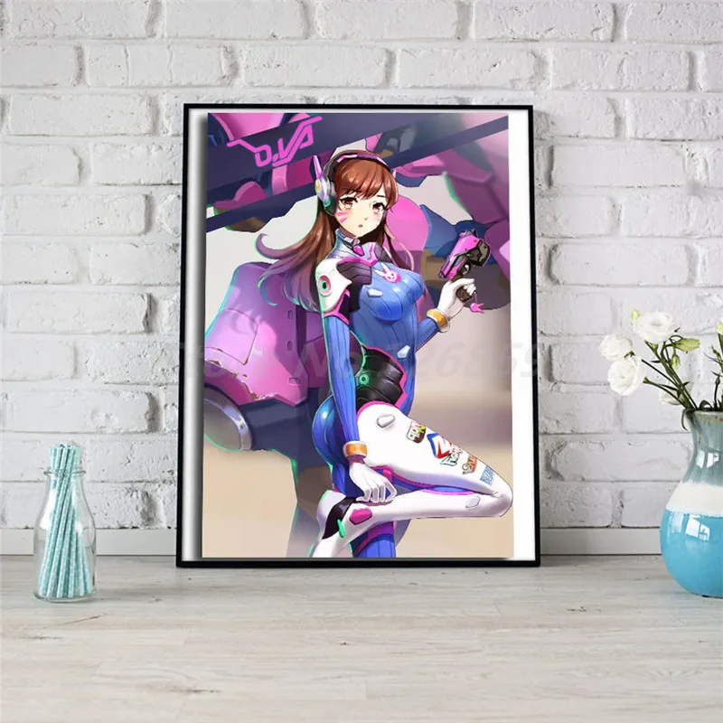 D.Va HD Overwatchs обои настенные художественные холст постер и печать Картина