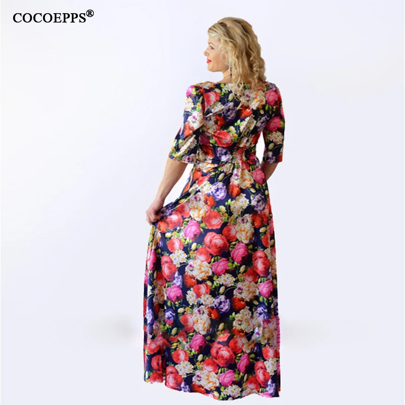 Новинка 2019 женское сексуальное платье с цветочным принтом 5XL 6XL размера плюс