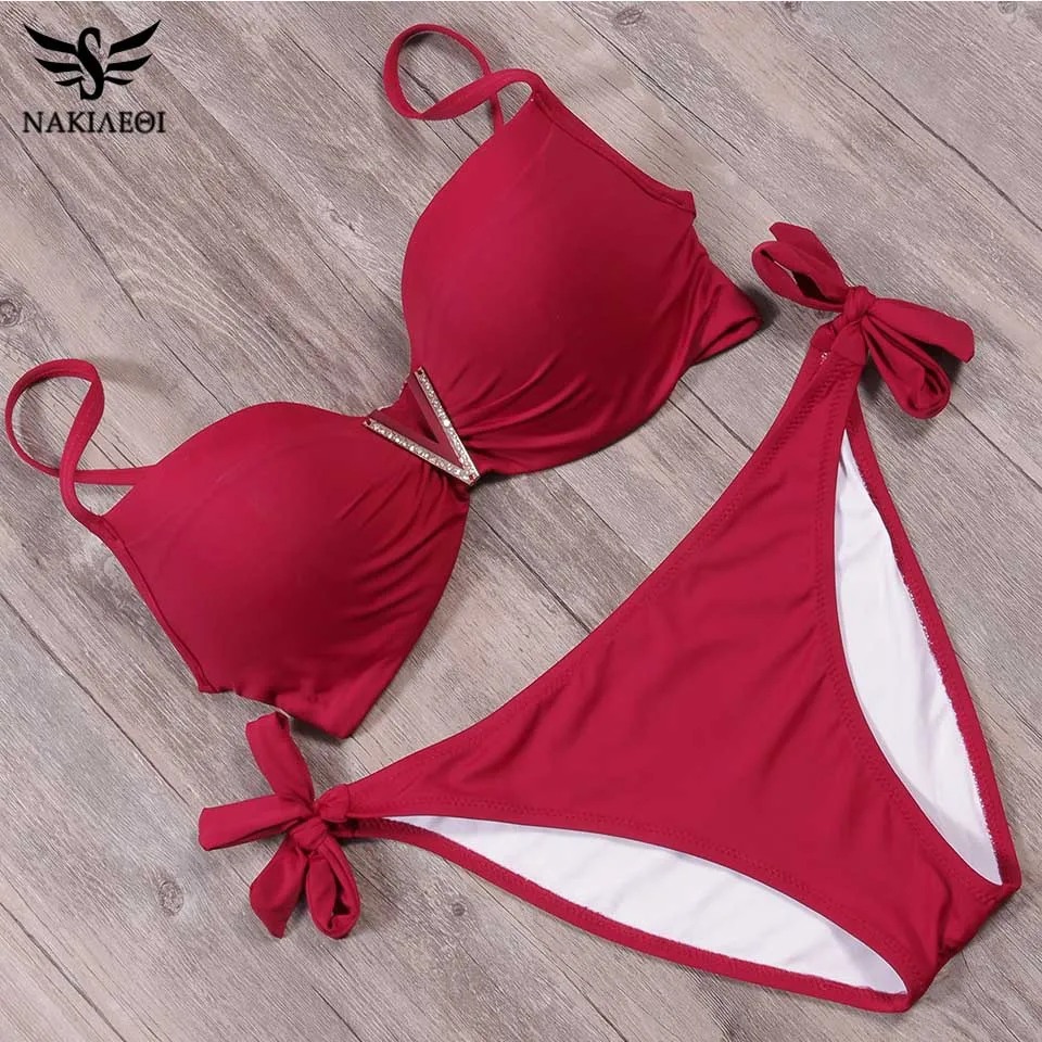 Женский купальный костюм с чашками пуш-ап Размеры S ~ 2XL | Женская одежда