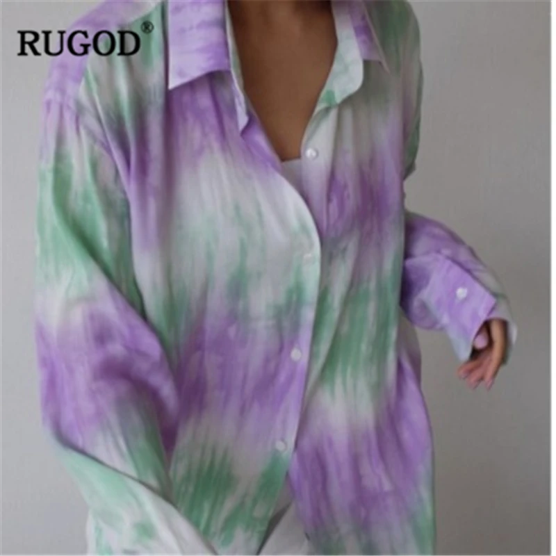 Женская блузка с длинным рукавом RUGOD разноцветная Свободная абстрактным