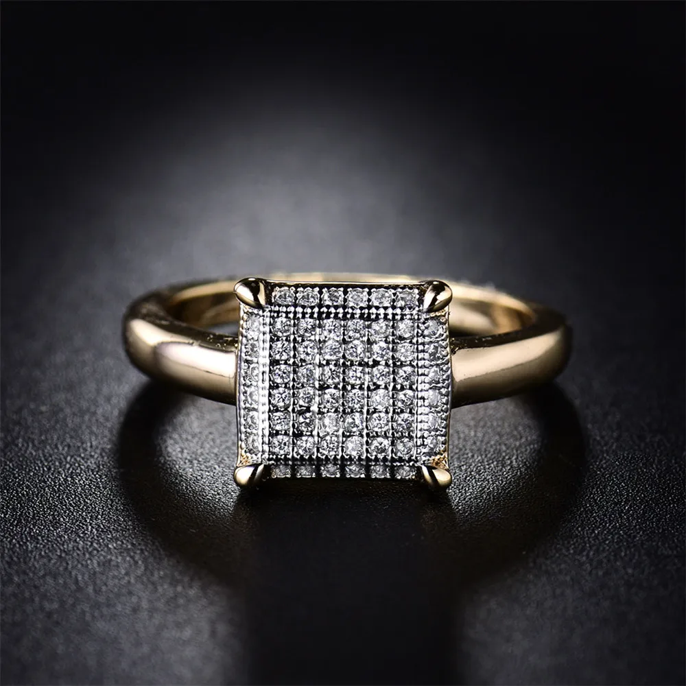 Женское кольцо с кристаллом moliam золотого цвета квадратная форма из кубического