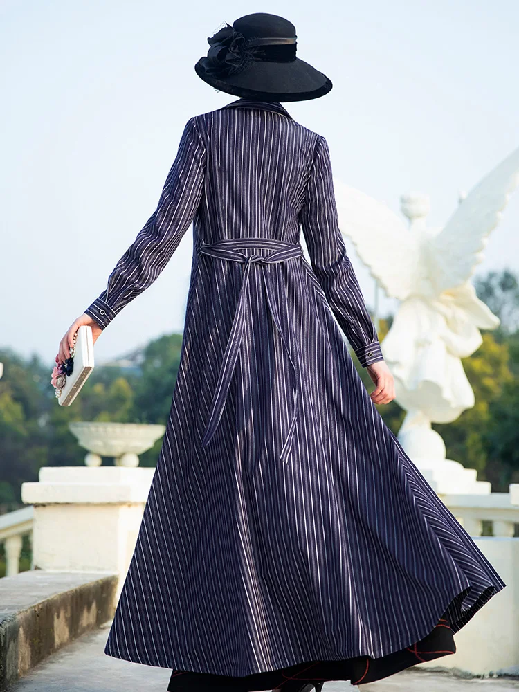 Весна Макси длинное платье 2019 женское с длинным рукавом в полоску отложным