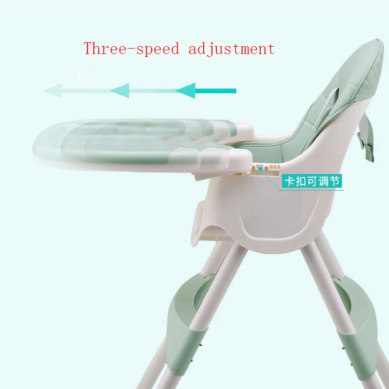 PP Material Safety Children's Dining High Chair Adjustable Foldable Seat Multi-function Portable Baby Feeding Chair For Babies