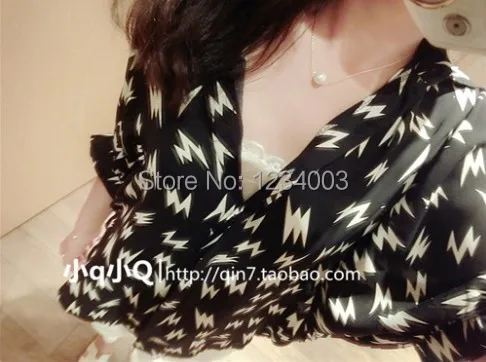 Free shipping 2014 summer new European style bat shirt printing loose casual female Lightning |