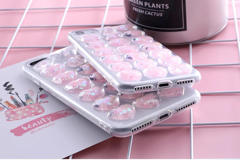 Новая мода Bling блеск сердце клей силиконовый корпус чехол для iPhone 7 8 XR XS Max 6 6s плюс задняя крышка 3D любит блестки мягкий чехол