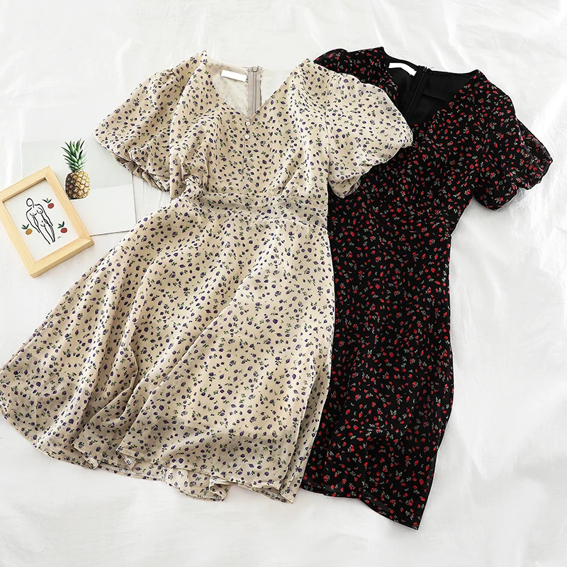 2019 новые модные женские платья милое и универсальное шифоновое платье с v