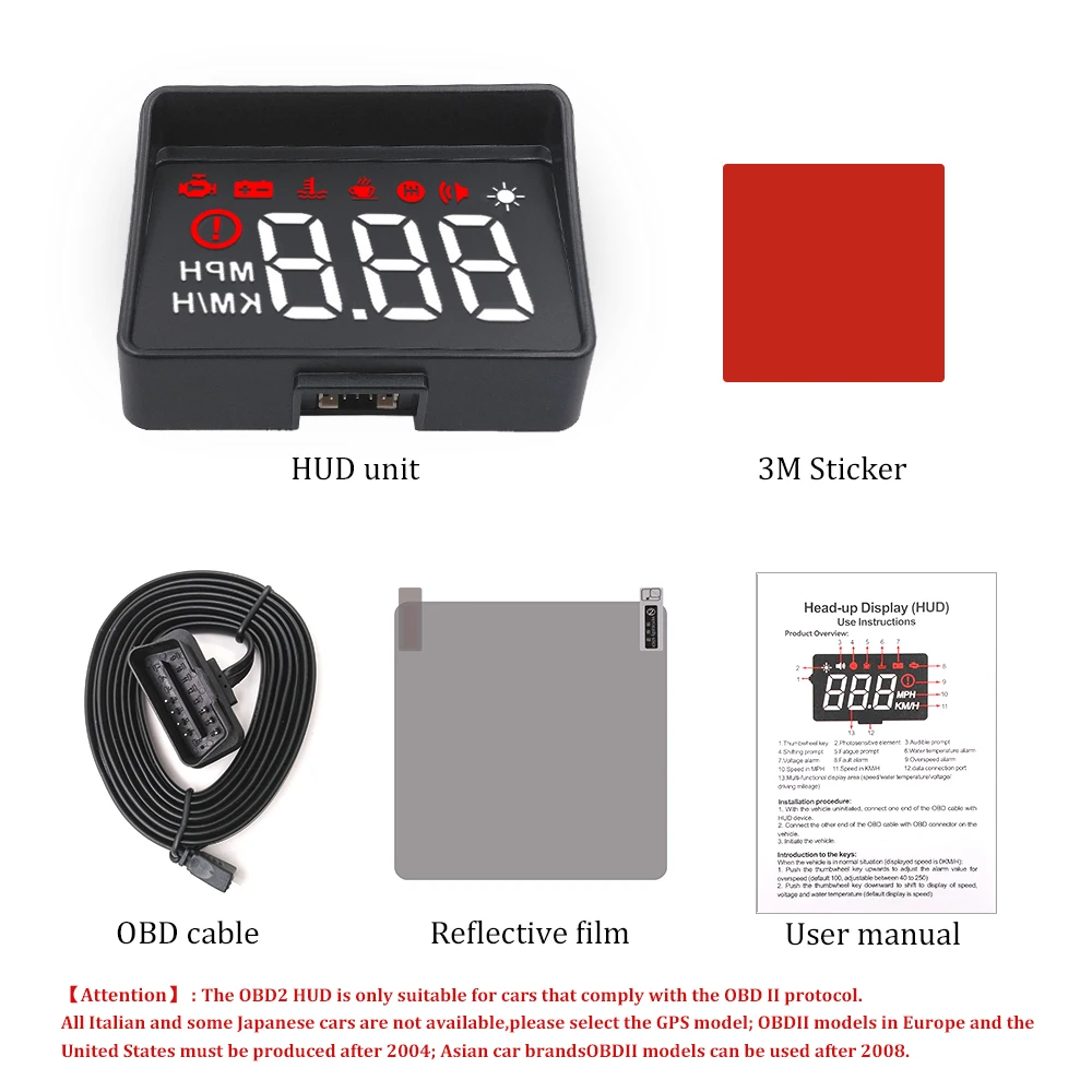 Новейший A100S с блендой на лобовое стекло проектор OBD2 II EUOBD автомобильный HUD Дисплей Система Предупреждение о превышении скорости сигнализация напряжения