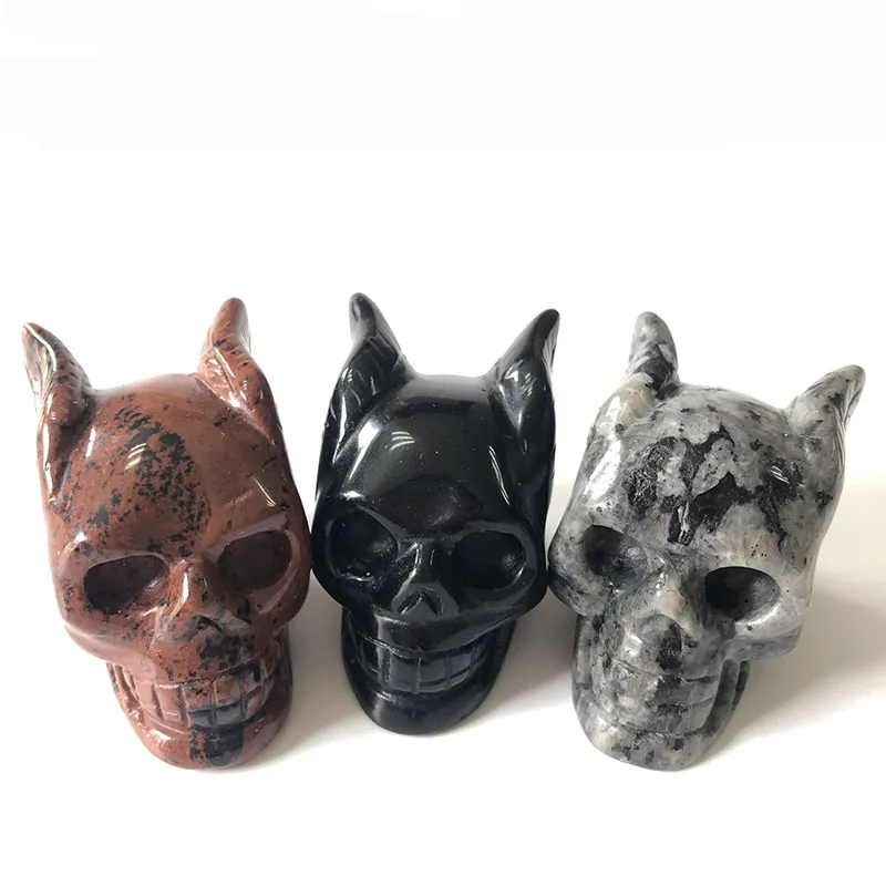 Недорогие черепа из натурального Лабрадорита с крыльями и ушками ручной работы