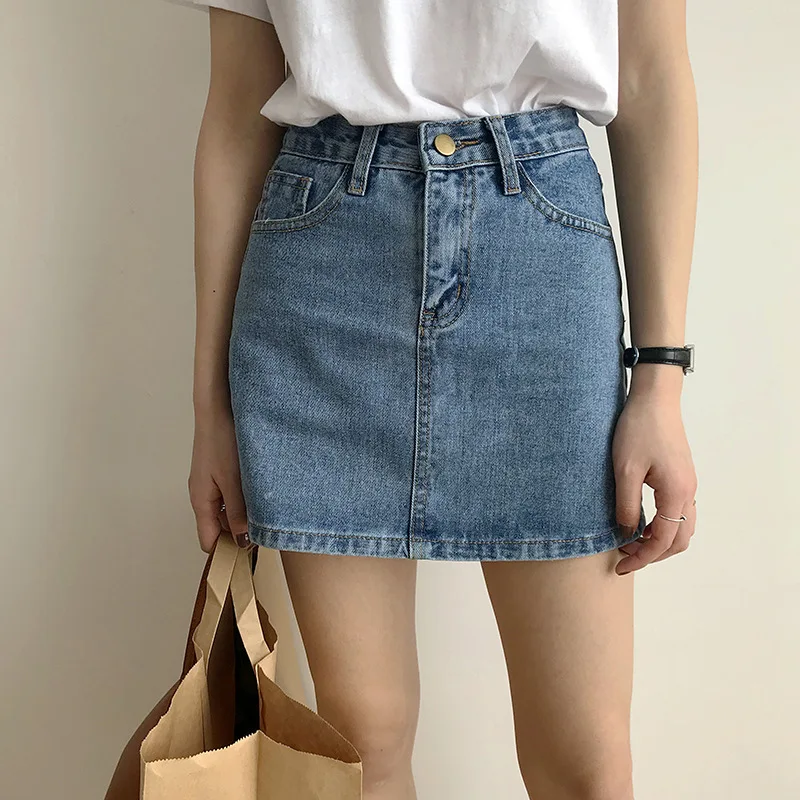 Женская летняя джинсовая мини юбка с высокой талией|skirt summer|denim skirt womena line mini |