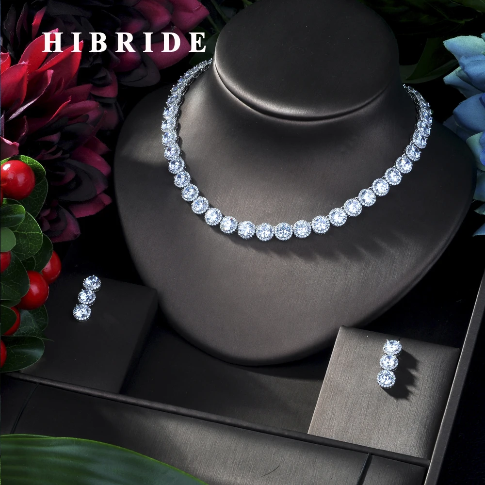 HIBRIDE круглый CZ камень роскошные женские нигерийские Свадебные Naija невесты