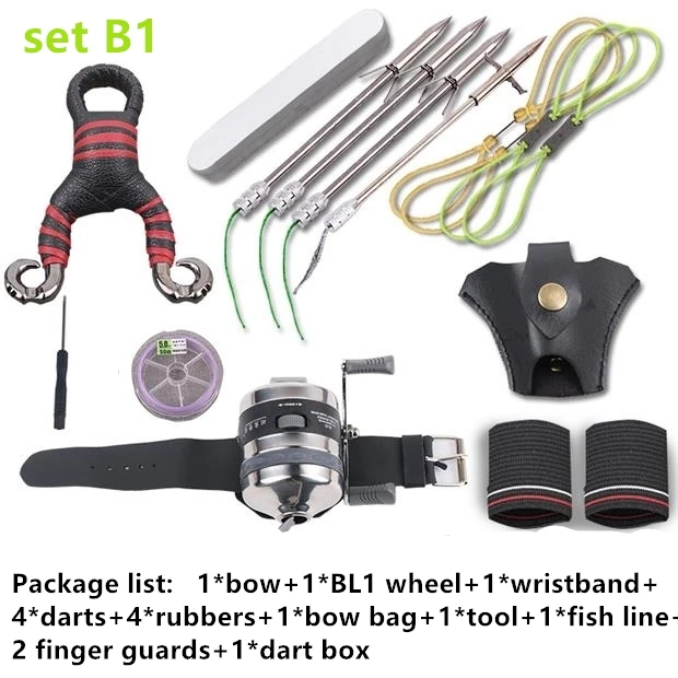 set B1 Новинка, высокая скорость для рыбалки и охоты, Рогатка, катапульта+ рыболовные дартс, арбалет, болт, инструменты для улицы - Цвет: set B1