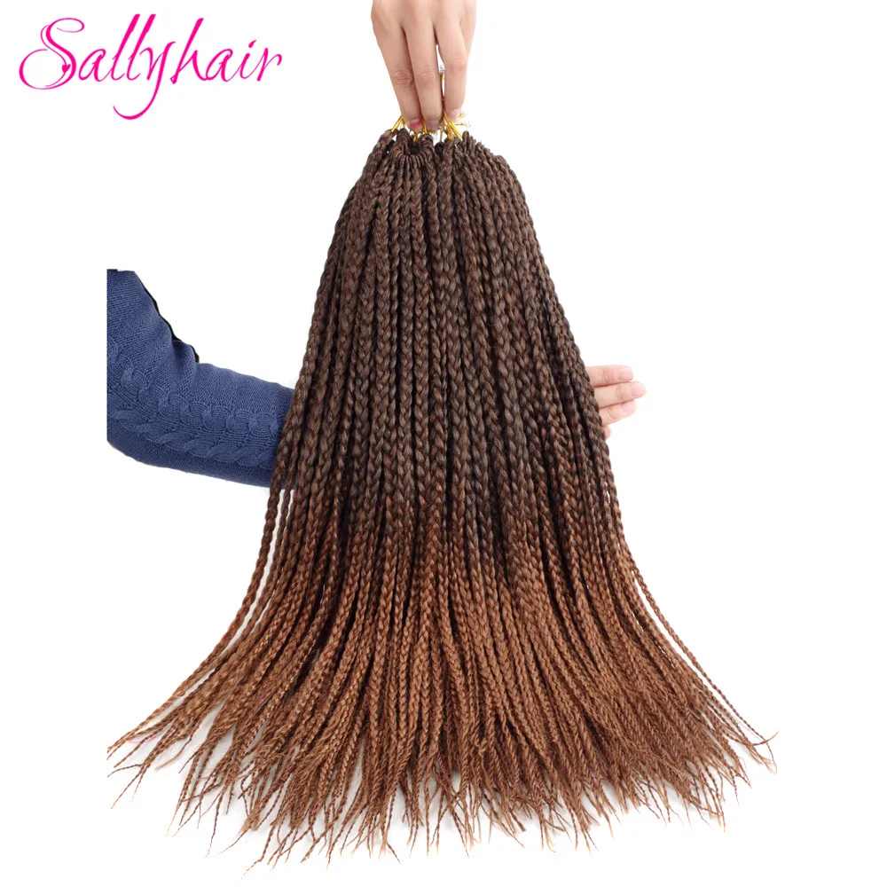 Sallyhair самых лучших брендов, 3X афро коробка косы 18 дюймов 22 шт./упак. синтетические накладные волосы на крючке, затененные, эффектом деграде(переход от темного к буксировочный тона плетеные волосы для наращивания чёрный; коричневый Bug