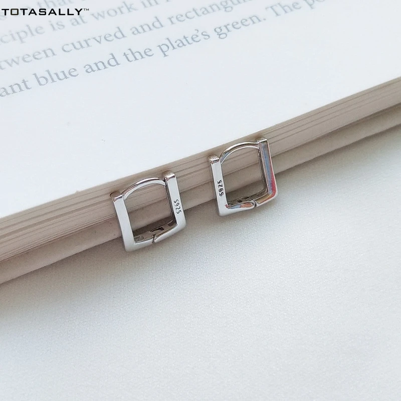 TOTASALLY Hot Cool Men's Stud Earrings Real 925 Sterling Silver Fashion Stylish Tiny Square Women's Earrings For Party Show