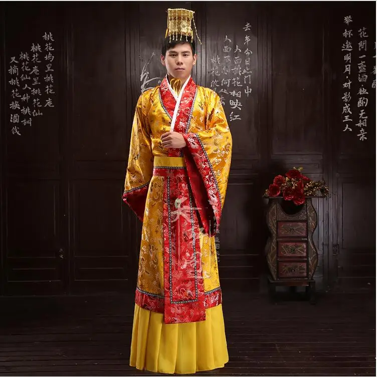 Chinese Emperor costume Sovereign dress Hanfu Ancient King Tang Men Stage