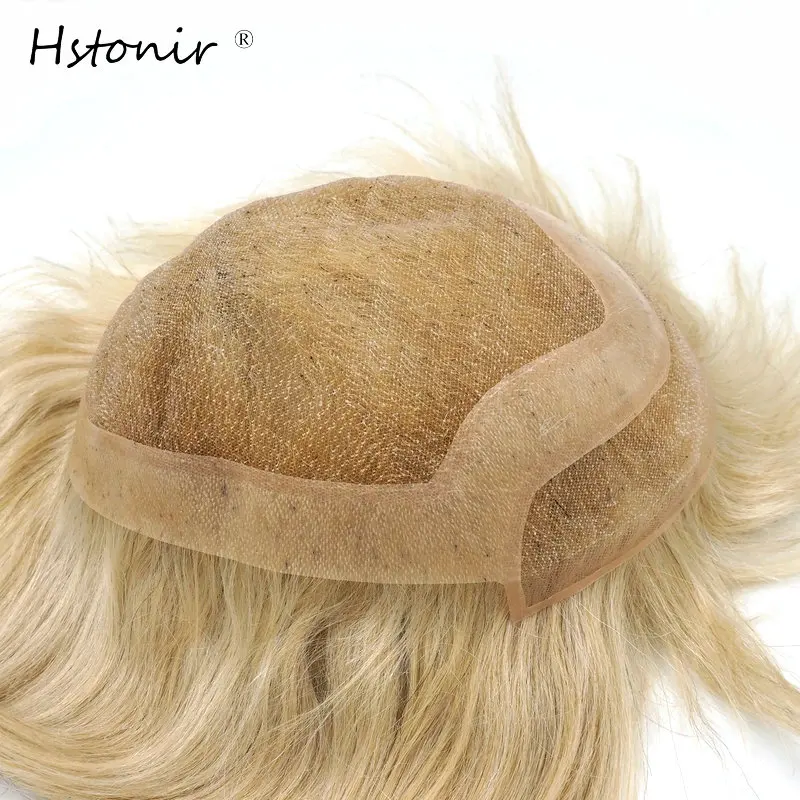 Hstonir настоящие индийские Волосы remy Для мужчин прямые накладки из искусственных
