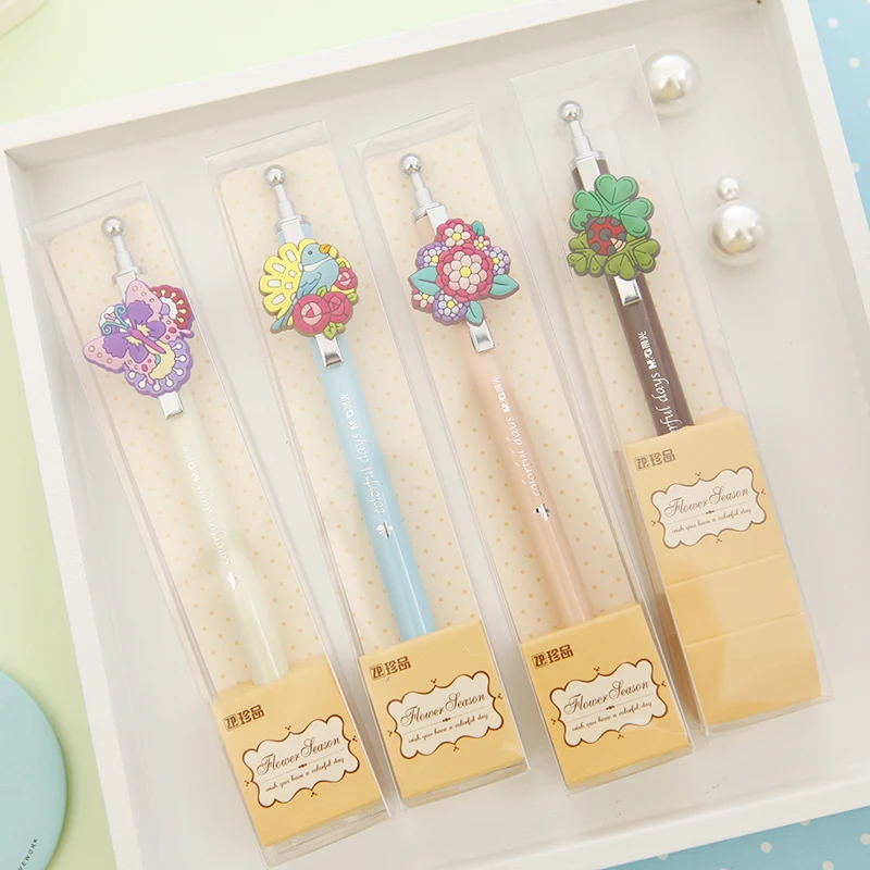 0.5mm Pressing metal signature gel pen flower and bird season colorful days series Students office supplies | Канцтовары для офиса