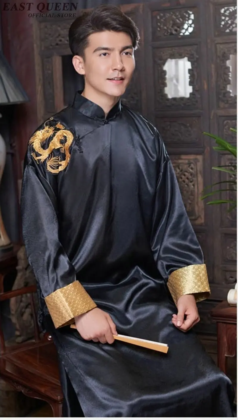 Cheongsam мужское свадебное китайское платье мужской Мандариновый воротник халат Мужская традиционная китайская одежда KK2333