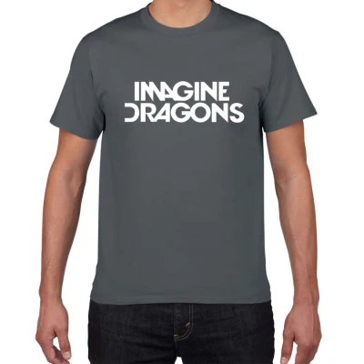 deep grey Новинка, футболка для мужчин в стиле Харадзюку с надписью IMAGINE Dragon pok, хлопок, повседневная рок-группа, уличная одежда, мужская футболка - Цвет: deep grey