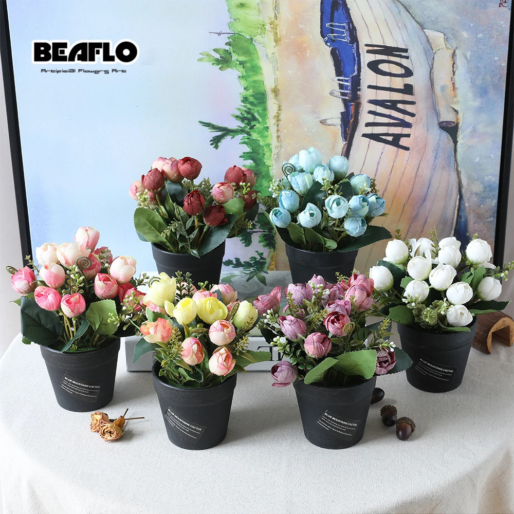 1 комплект искусственные цветы роза в горшке бонсай для свадьбы украшения