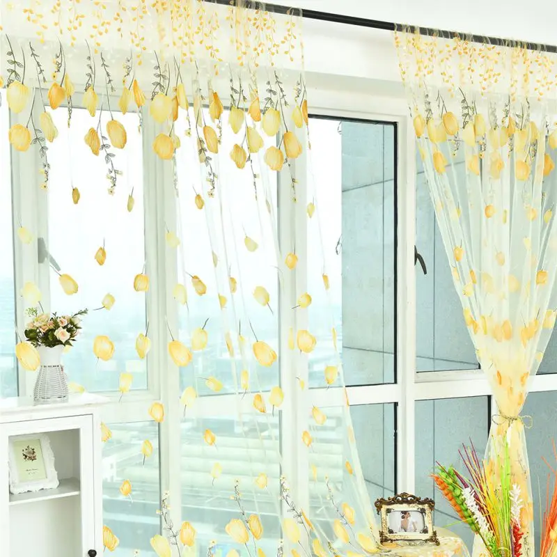 Роскошные оконные занавески с цветочным принтом прозрачная вуаль для спальни