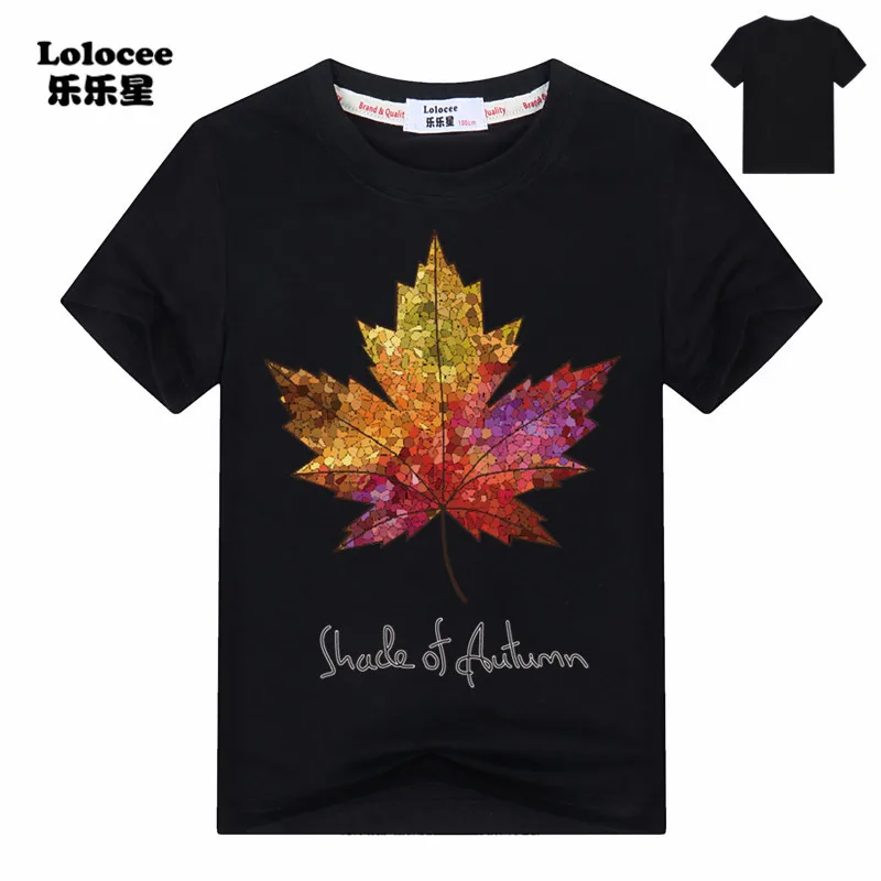 Детская модная футболка с Кленовым листом для мальчиков хлопковая Футболка