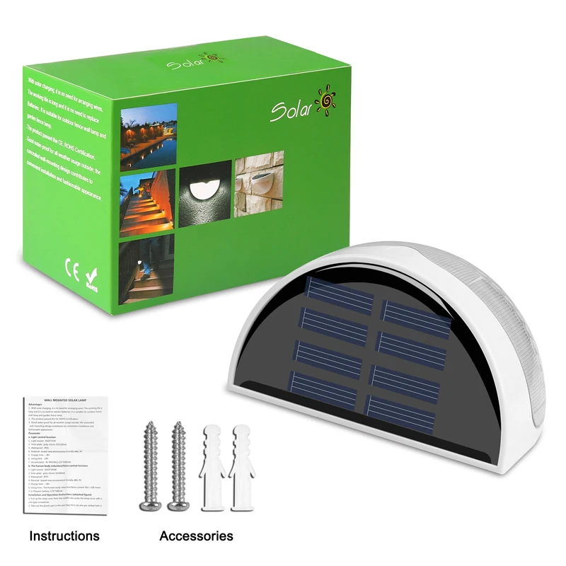 6 светодиодный садовый светильник на солнечной батарее водонепроницаемый датчик