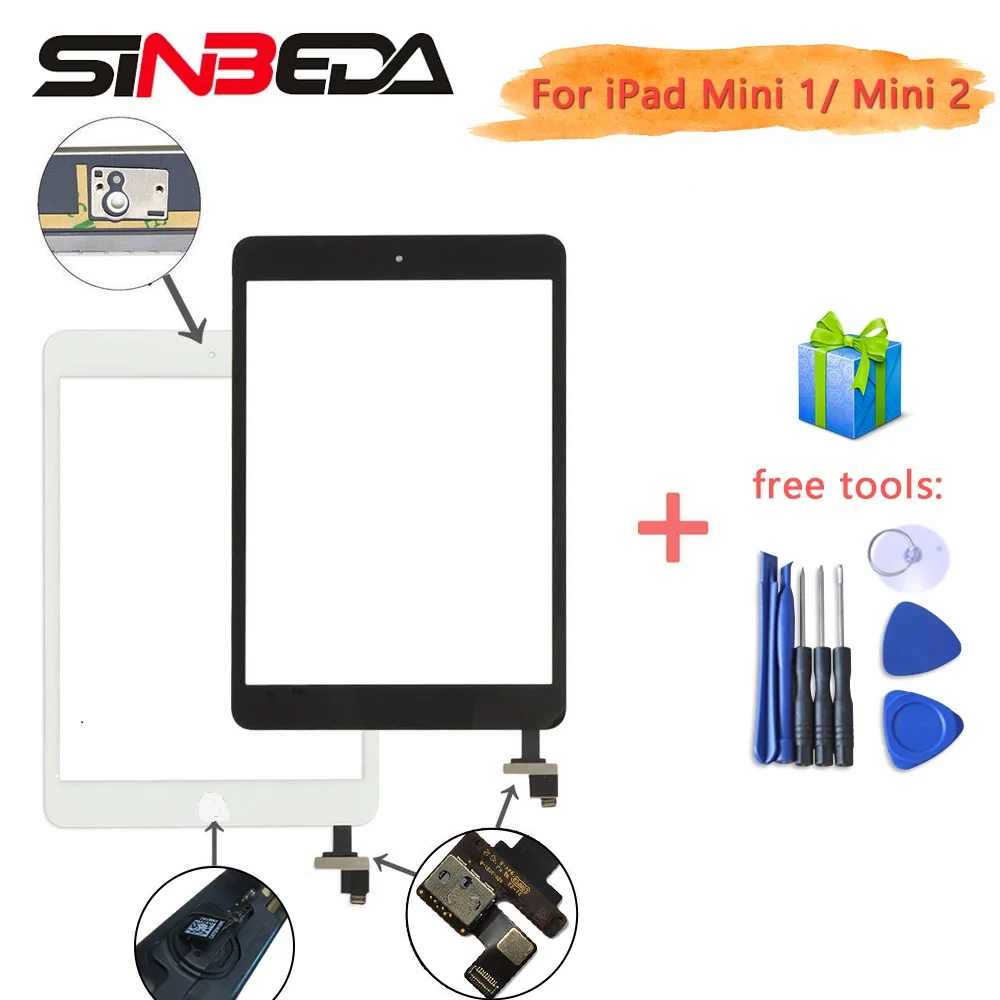 Sinbeda для iPad Mini экран 1 iPad Mini 2 сенсорный экран A1432 A1454 A1455 A1489 A1490 A149 дигитайзер кабель ИС домашняя кнопка Mini2