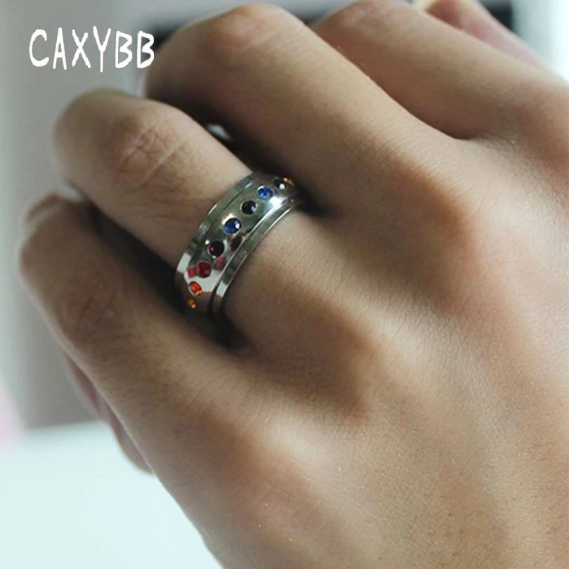 Caxybb классическое Радужное кольцо для женщин цветное Стразы шипованное на палец