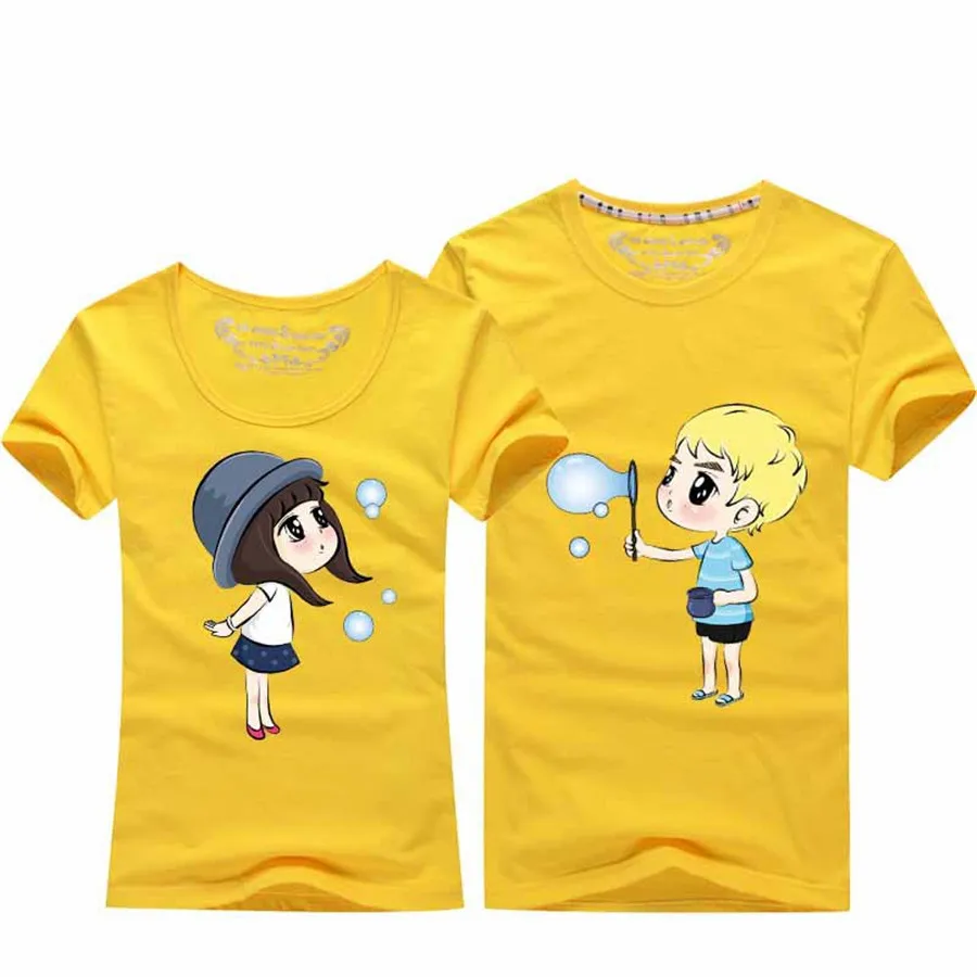 Милая футболка с героями мультфильмов одежда для влюбленных Забавные футболки