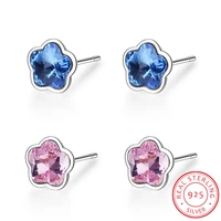 lekani crystals stud earrings for women flower earrings bijoux s925 sterling silver jewelry chic sexy