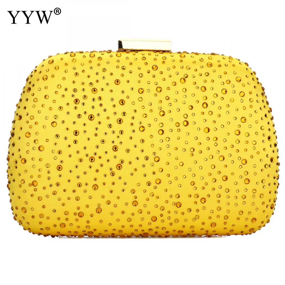 yellow Желтая искусственная кожа вечерняя сумка-клатч со стразами сумки для женщин клатчи Свадебный Кошелек стразы свадебные вечерние сумки Прямая поставка - Цвет: yellow
