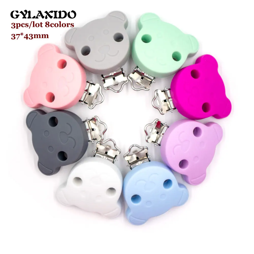 3 шт медведь Силиконовая прищепка для соски из нержавеющей пустышки детская