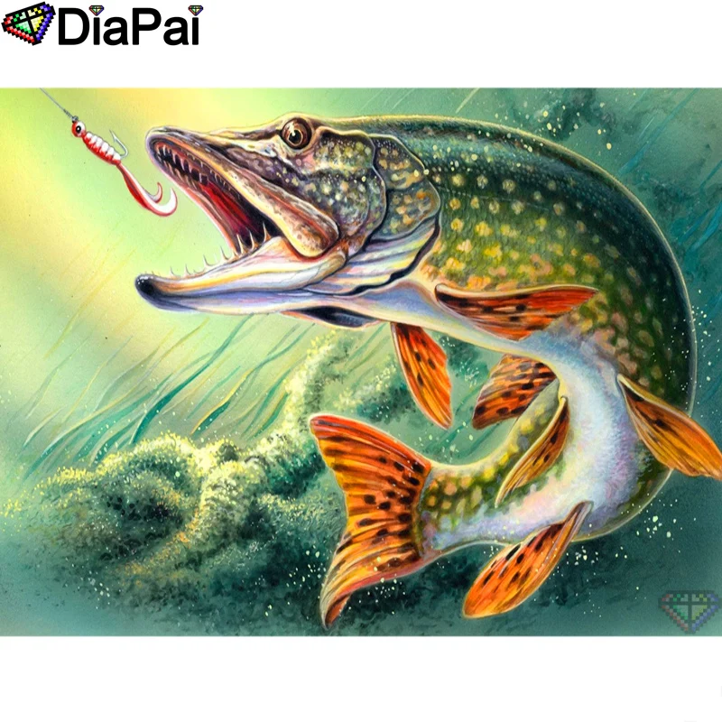 

DIAPAI Diamond Painting 5D DIY 100% Full Square/Round Drill "Animal fish" Diamond Embroidery Cross Stitch 3D Decor A24583