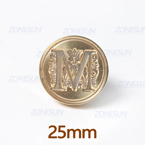 M with handle ZONESUN Письмо Конверт уплотнение воск медь печать штамп искусство декоративная восковая печать штамп деревянная ручка свадебный пост подарки - Цвет: M with handle