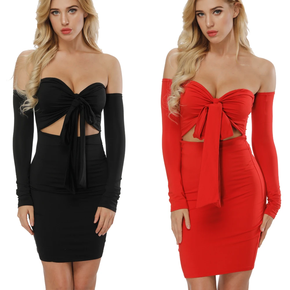 HAOLA с открытыми плечами без бретелек сексуальное Ruched летнее платье женские