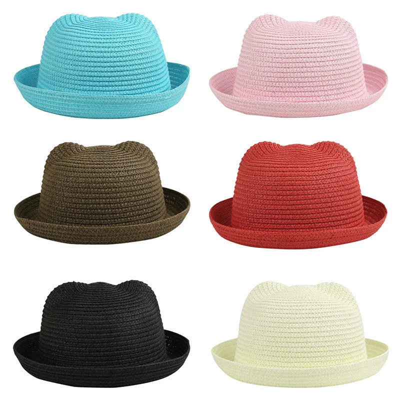 Летняя Детская кепка милая детская дышащая шляпа модная соломенная для