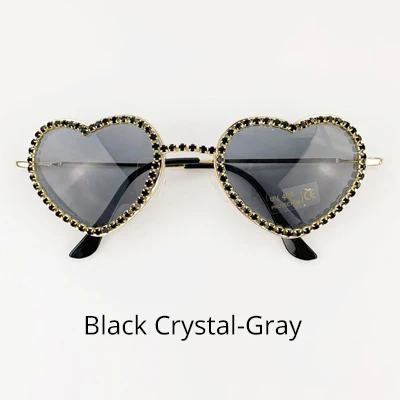 Black Crystal-Gray Ralferty шикарные хрустальные Солнцезащитные очки женские брендовые дизайнерские солнцезащитные очки в форме сердца женские градиентные солнцезащитные очки с разноцветными линзами G1712 - Цвет линз: Black Crystal-Gray